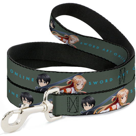 Dog Leash - SWORD ART ONLINE Kirito and Asuna Pose and Title Logo Gray