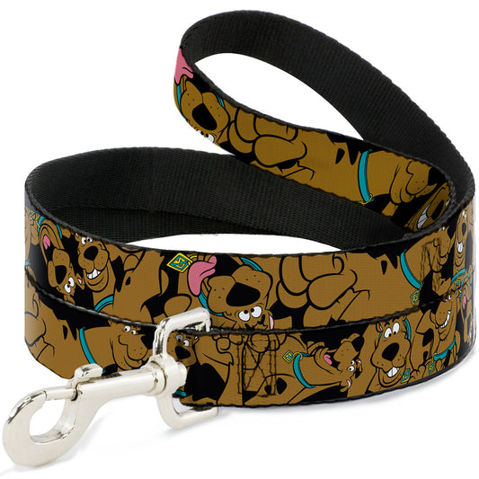 Dog Leash - Scooby Doo Stacked CLOSE-UP Black