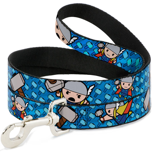 MARVEL UNIVERSE 
Dog Leash - Kawaii Thor Poses/Hammer Monogram Blues