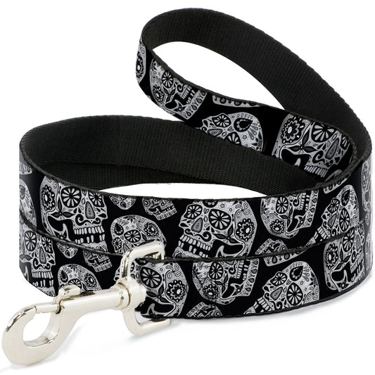 Dog Leash - The Dust of Living II Sugar Skulls Black/White