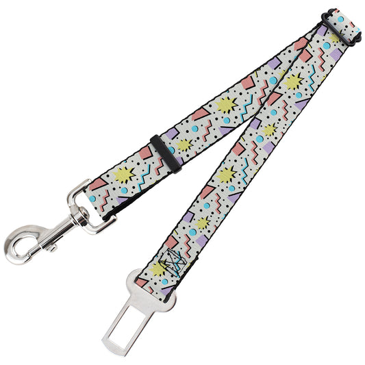 Dog Safety Seatbelt for Cars - 90s Nineties Grid Pattern Gray Multi Pastel