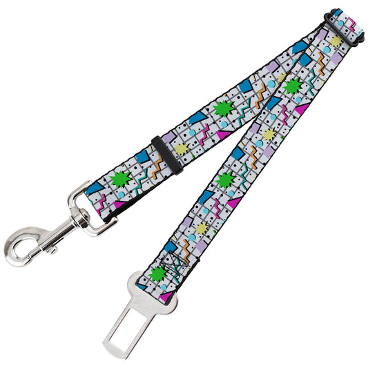 Dog Safety Seatbelt for Cars - 90s Nineties Grid Pattern Vibrant Gray Multi Color