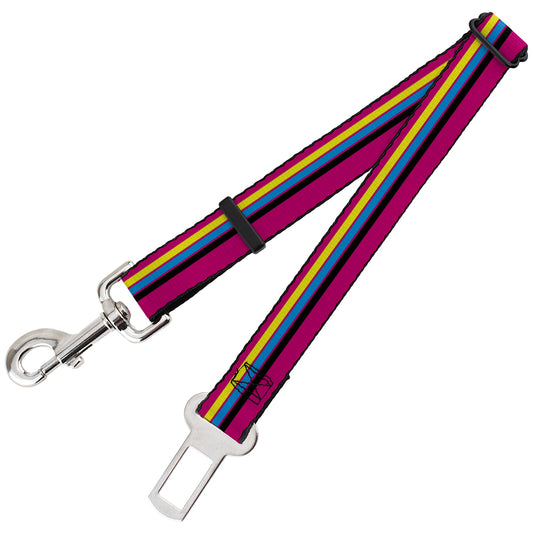 Dog Safety Seatbelt for Cars - Racing Stripes Pink Yellow Blue Black