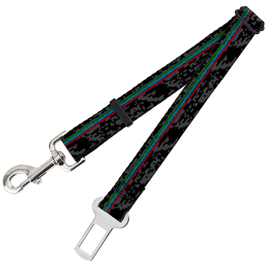 Dog Safety Seatbelt for Cars - Racing Stripes Digital Camo Black Gray Green Blue Red