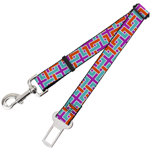 Dog Safety Seatbelt for Cars - Weave CLOSE-UP White Pink Orange Aqua