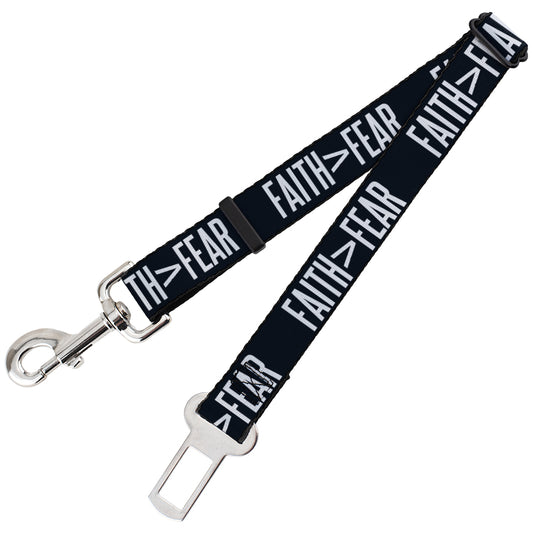 Dog Safety Seatbelt for Cars - FAITH Greater Than FEAR Navy Blue White