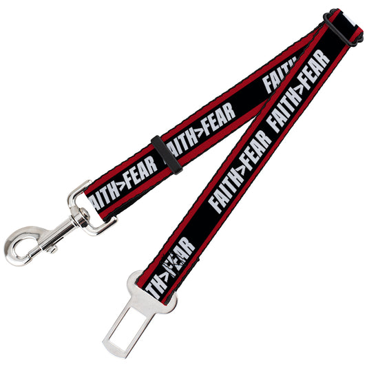 Dog Safety Seatbelt for Cars - FAITH Greater Than FEAR Stripe Red Black White