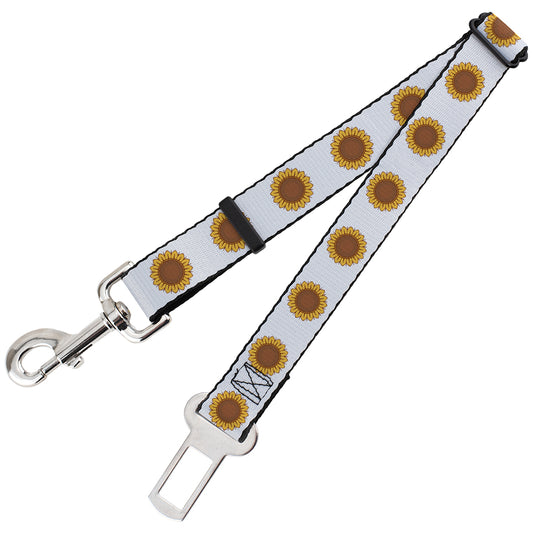 Dog Safety Seatbelt for Cars - Sunflower Face Repeat White