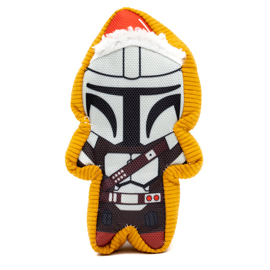 Dog Toy Squeaker Plush - Star Wars Holiday Mandalorian Santa Cookie Replica