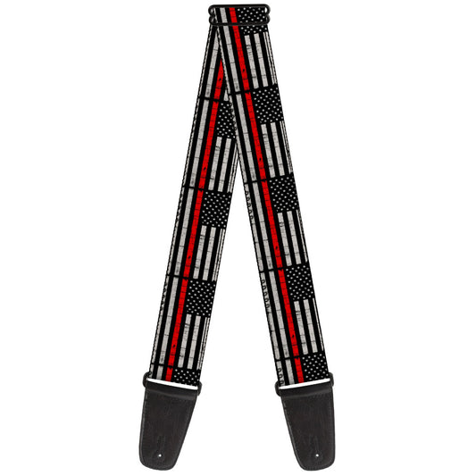 Guitar Strap - Thin Red Line Flag Weathered Black/Gray/Red