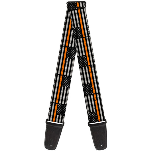 Guitar Strap - Thin Orange Line Flag Weathered Black/Gray/Orange