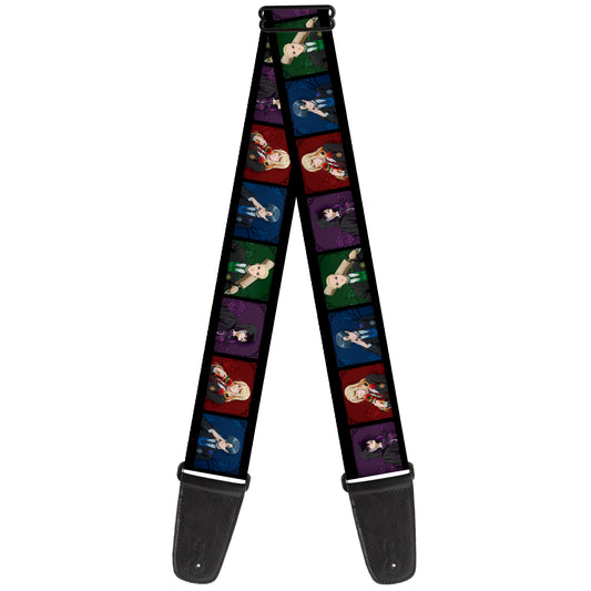 Guitar Strap - Black Butler House Head Pose Blocks Black/Multi Color
