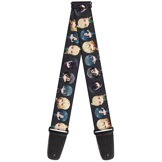 Guitar Strap - Black Butler Six Chibi Characters Poses Black