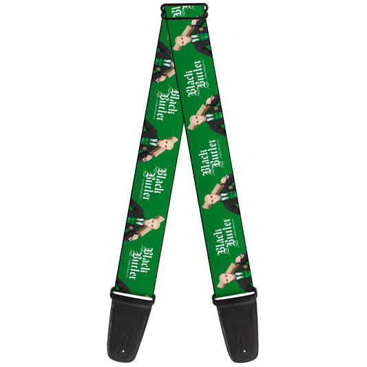 Guitar Strap - BLACK BUTLER Herman Greenhill Pose and Title Logo Green