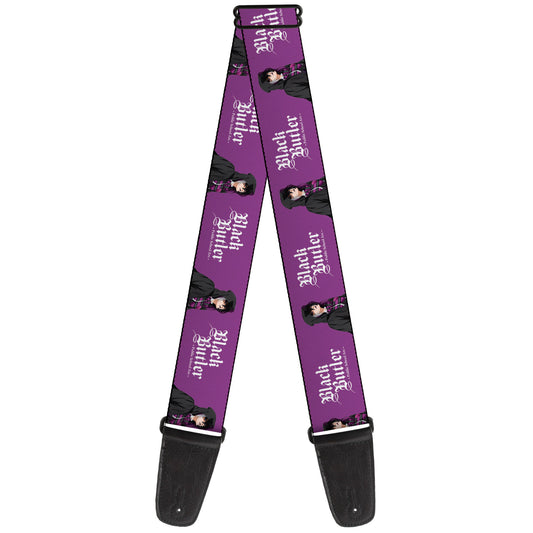 Guitar Strap - BLACK BUTLER Violet Gregory Pose and Title Logo Purple