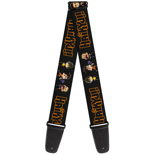 Guitar Strap - HAIKYU Title Logo Chibi Karasuno High Player Pose Black