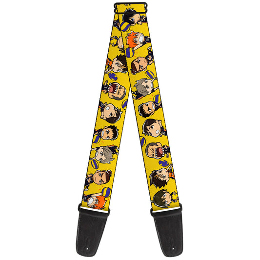 Guitar Strap - Haikyu Chibi Volleyball Player Warm Up Pose Yellow