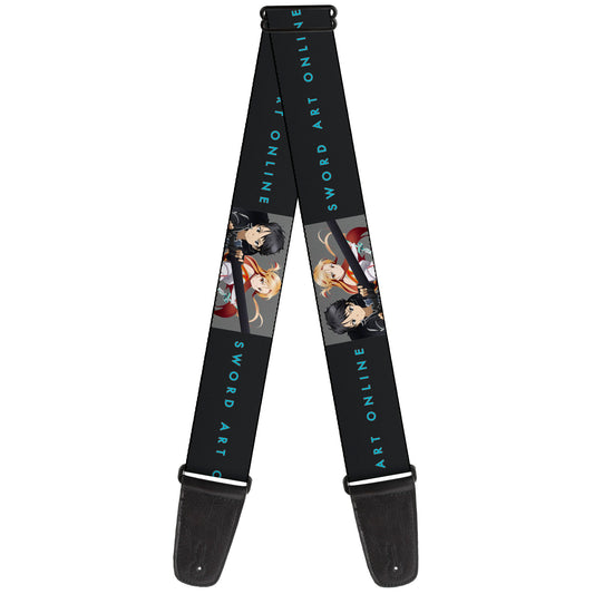 Guitar Strap - SWORD ART ONLINE Kirito and Asuna Swords Pose and Title Logo Black