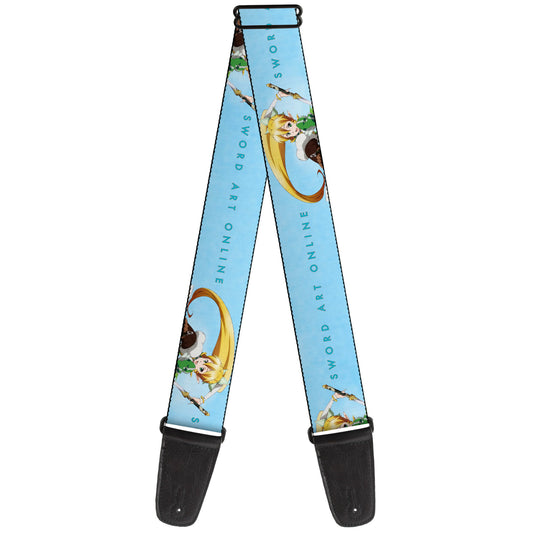 Guitar Strap - SWORD ART ONLINE Leafa Joyeuse Pose and Title Logo Light Blue