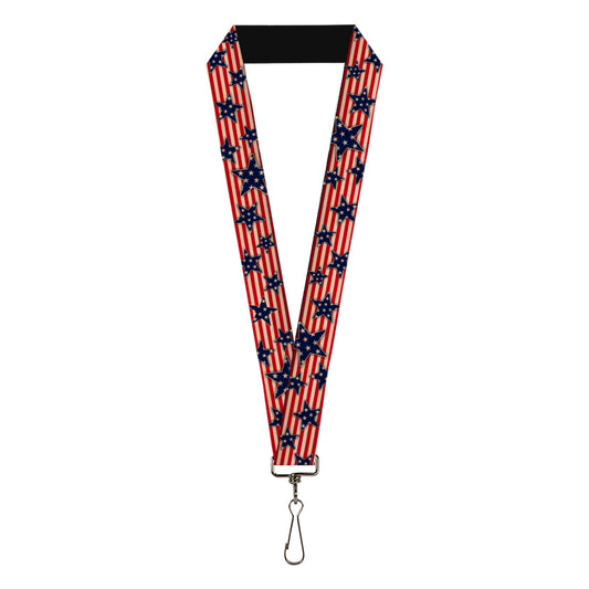 Lanyard - 1.0" - Americana Stars & Stripes Red White Blue White