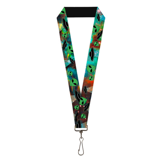 Lanyard - 1.0" - Aliens & UFO's Galaxy Green Black White