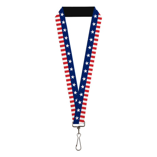 Lanyard - 1.0" - Americana Stars & Stripes2 Blue White Red White