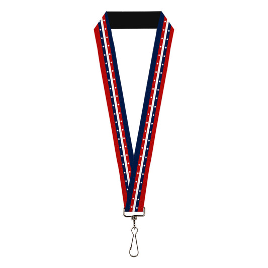 Lanyard - 1.0" - Americana Stripe w/Stars Blue/Red/White