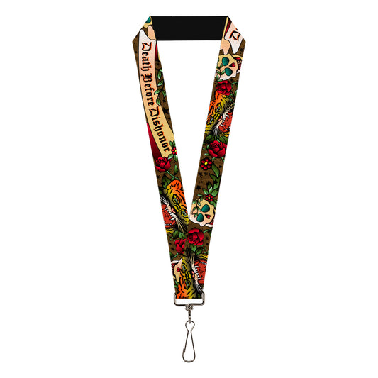 Lanyard - 1.0" - Death Before Dishonor Olive