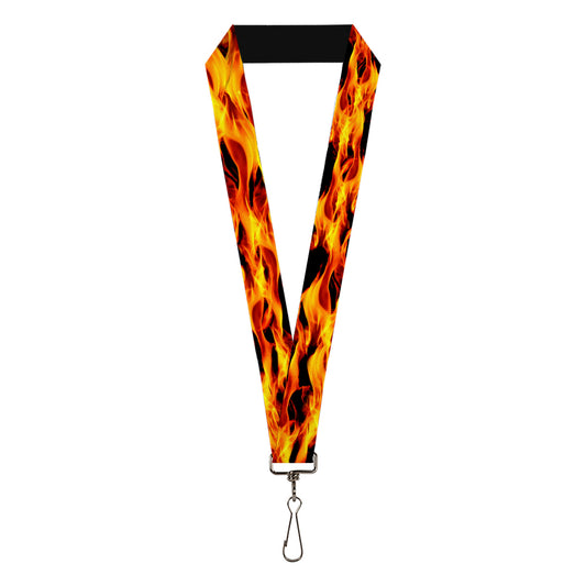 Lanyard - 1.0" - Flames Vivid Black Orange