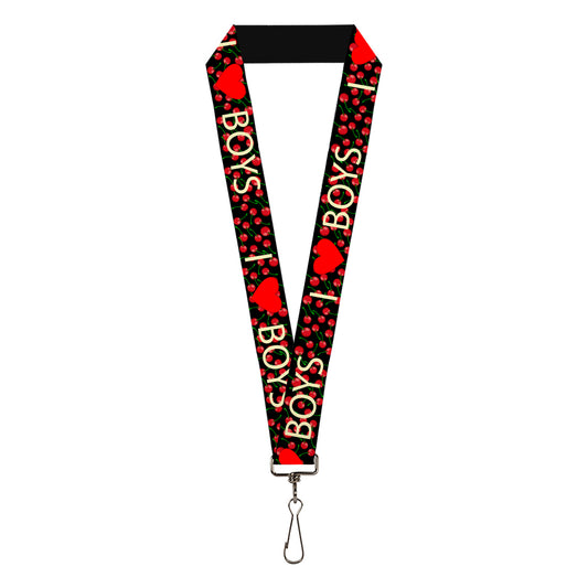 Lanyard - 1.0" - I Heart BOYS Black Cherries