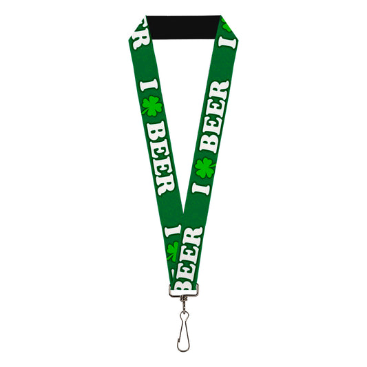 Buckle-Down Lanyard - I "Clover" BEER/Clover Outlines Greens/White