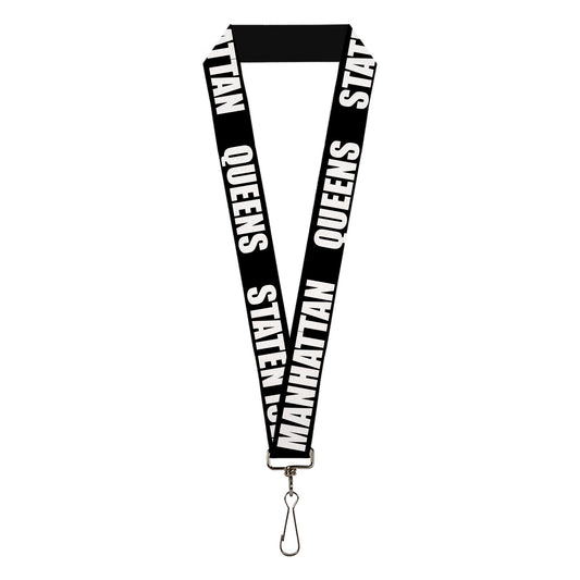 Lanyard - 1.0" - New York's Five Burroughs Bold Black White