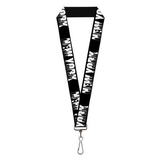 Lanyard - 1.0" - NEW YORK Bold Skyline Silhouette Black White Black