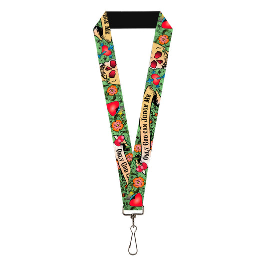 Lanyard - 1.0" - Only God Can Judge Me Green