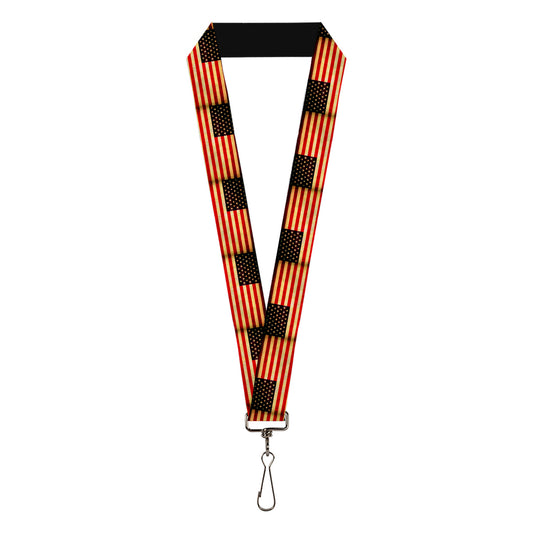 Lanyard - 1.0" - Vintage US Flag Repeat