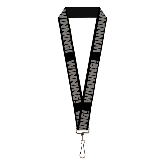 Lanyard - 1.0" - WINNING! Black Gray