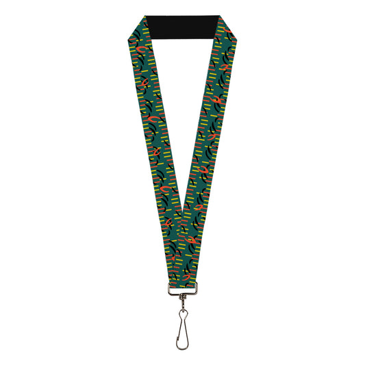 Lanyard - 1.0" - MCO Orlando International Airport Carpet Teal Orange Yellow Black