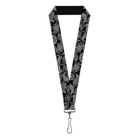 Lanyard - 1.0" - Paisley2 Black White