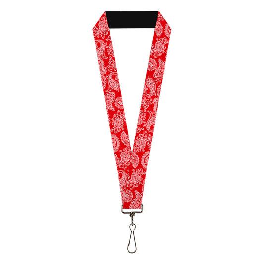 Lanyard - 1.0" - Paisley Red White