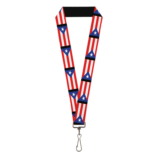 Lanyard - 1.0" - Puerto Rico Flag Repeat Black
