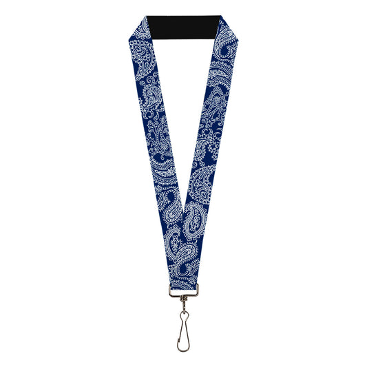 Lanyard - 1.0" - Paisley Blue White