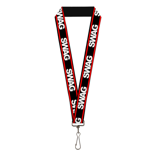 Lanyard - 1.0" - SWAGG Black White Red Stripe