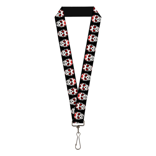 Lanyard - 1.0" - Sugar Skulls Black White Red