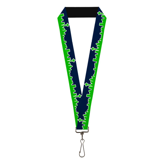 Lanyard - 1.0" - Seattle Skyline Navy Lime Green