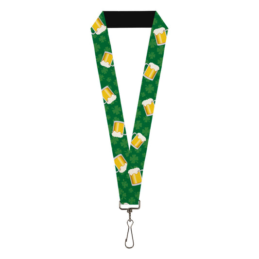 Lanyard - 1.0" - St. Pat's Clovers Beer Mugs Greens