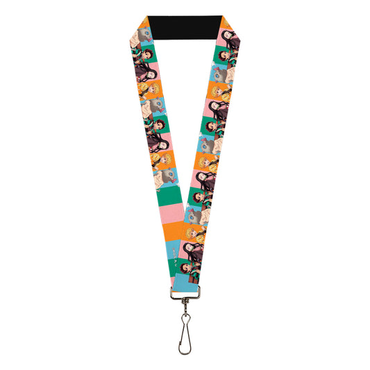 Lanyard - 1.0" - Demon Slayer Four Character Group Pose Blocks Multi Color
