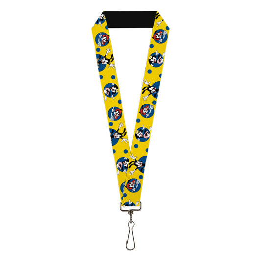 Lanyard - 1.0" - Animaniacs Yakko Wakko and Dot Poses Yellow Blue
