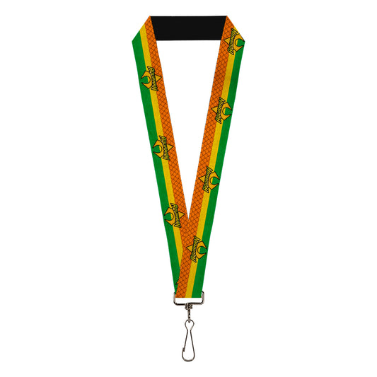 Lanyard - 1.0" - AQUAMAN Logo3 Scales Stripe Orange Yellow Green