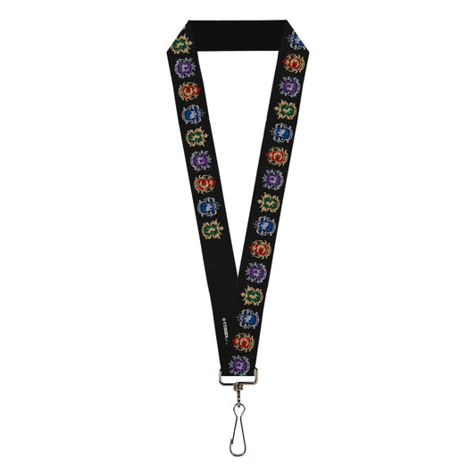 Lanyard - 1.0" - Black Butler Public School Arc House Crest Icons Black