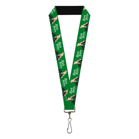 Lanyard - 1.0" - BLACK BUTLER Herman Greenhill Pose and Title Logo Green